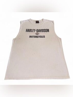 Harley-Davidson Men's Cream Sleeveless Motorcycle Logo Tank